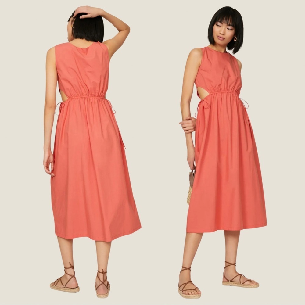 Rails Sleeveless Cutout Midi Dress in Coral